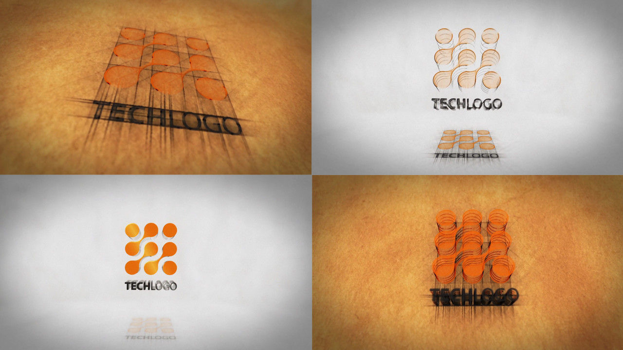 2个动态动画线条的草图标志展示素材库精选AE模板