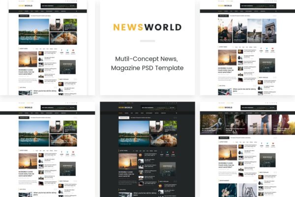 新闻资讯杂志类网站设计HTML模板素材库精选 Newsworld | Mutil-Concept Magazine HTML5 Template
