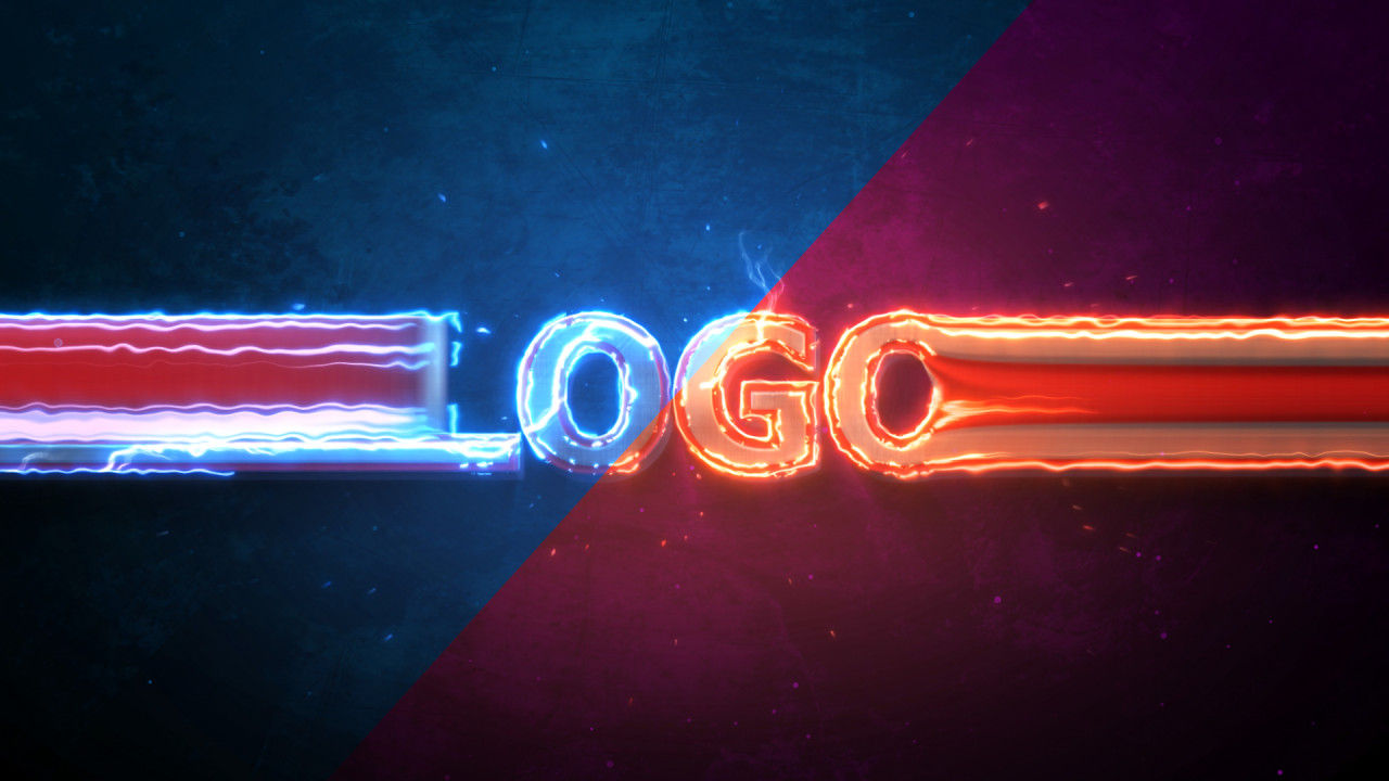 明亮活力的霓虹灯发光展示徽标素材库精选AE模板