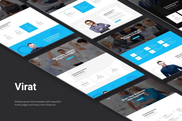 专业简约响应式商务网站HTML5模板素材库精选 Virat- Responsive Multipurpose HTML5 Template