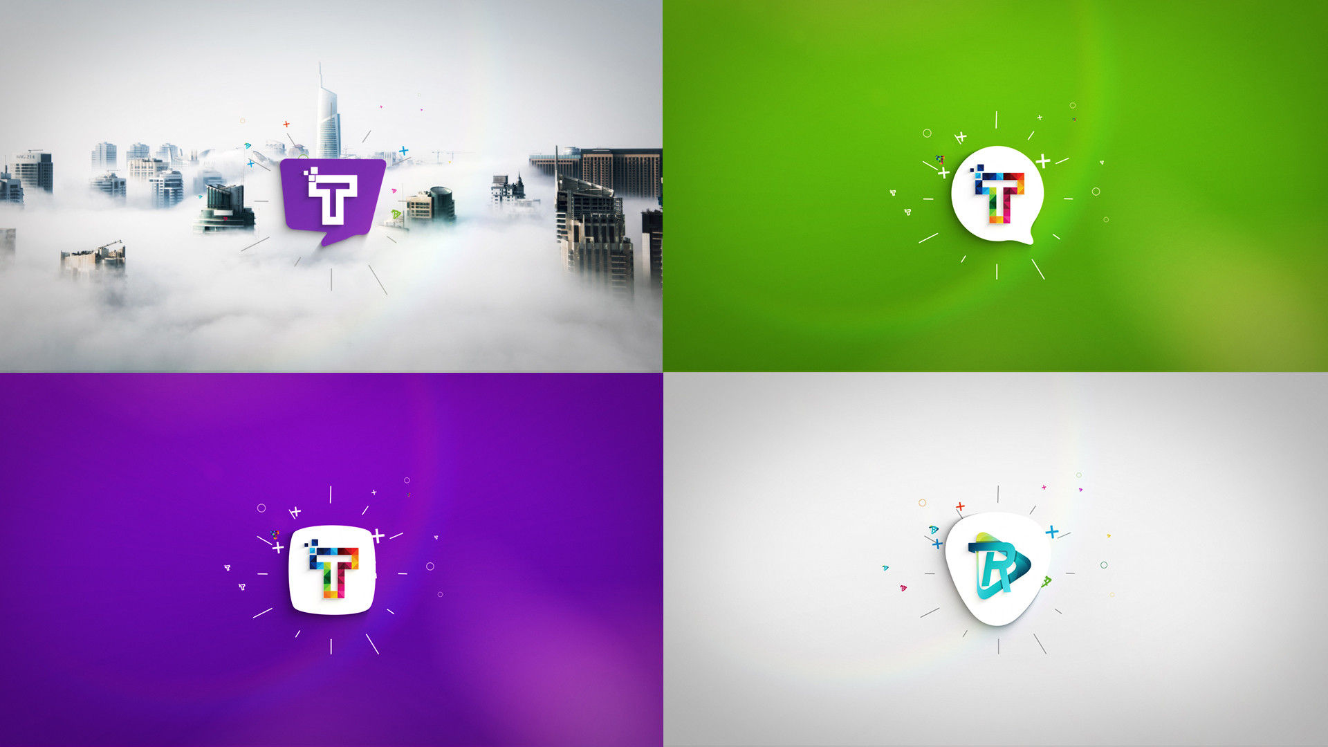 干净明亮创意的图层和线条展示徽标素材库精选AE模板