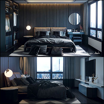 床衣橱柜梳妆台现代卧室场景素材之家精选3D模型