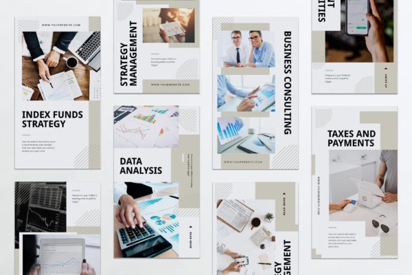 金融科技主题Instagram品牌故事PSD&amp;AI设计模板素材库精选 Financial Technology Instagram Stories PSD &amp; AI