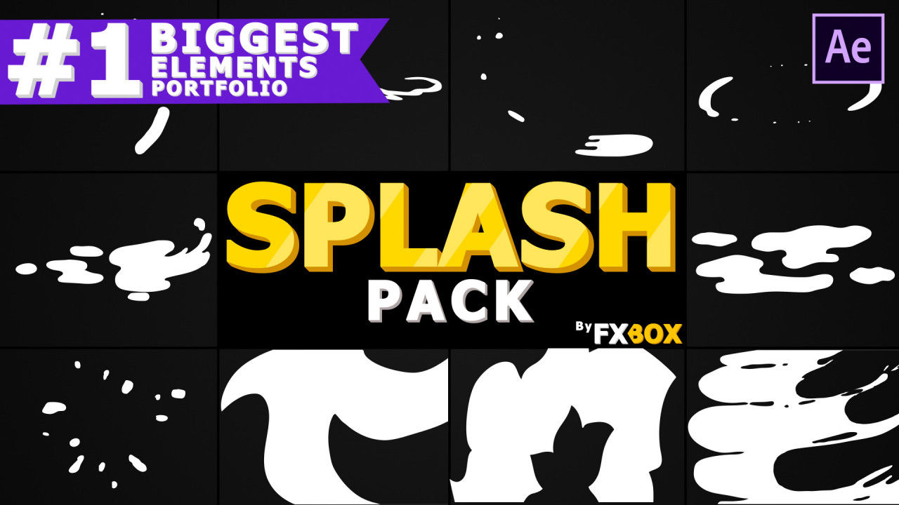 卡通动画手绘液体飞溅素材库精选AE模板