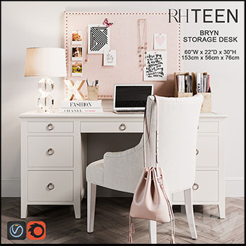 家用写字办公桌椅子和女士肩包素材之家精选3D模型