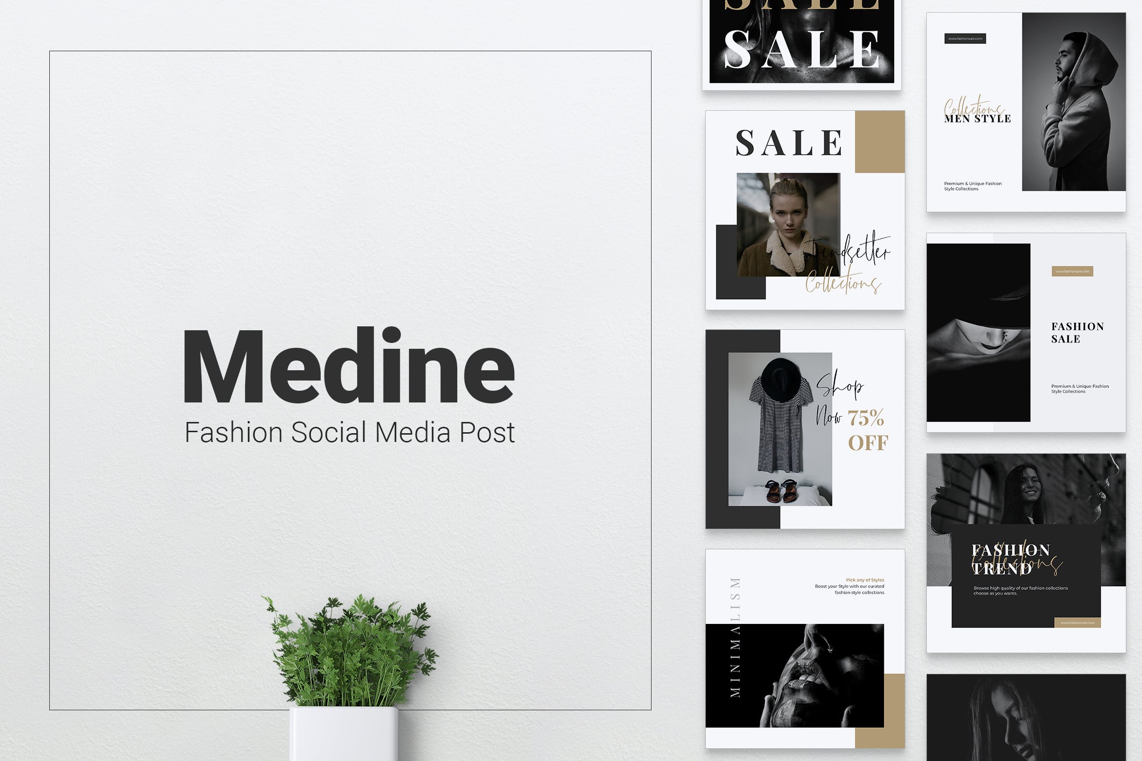 时尚品牌Instagram&Facebook社交推广设计素材 MEDINE Fashion Instagram & Facebook Post插图