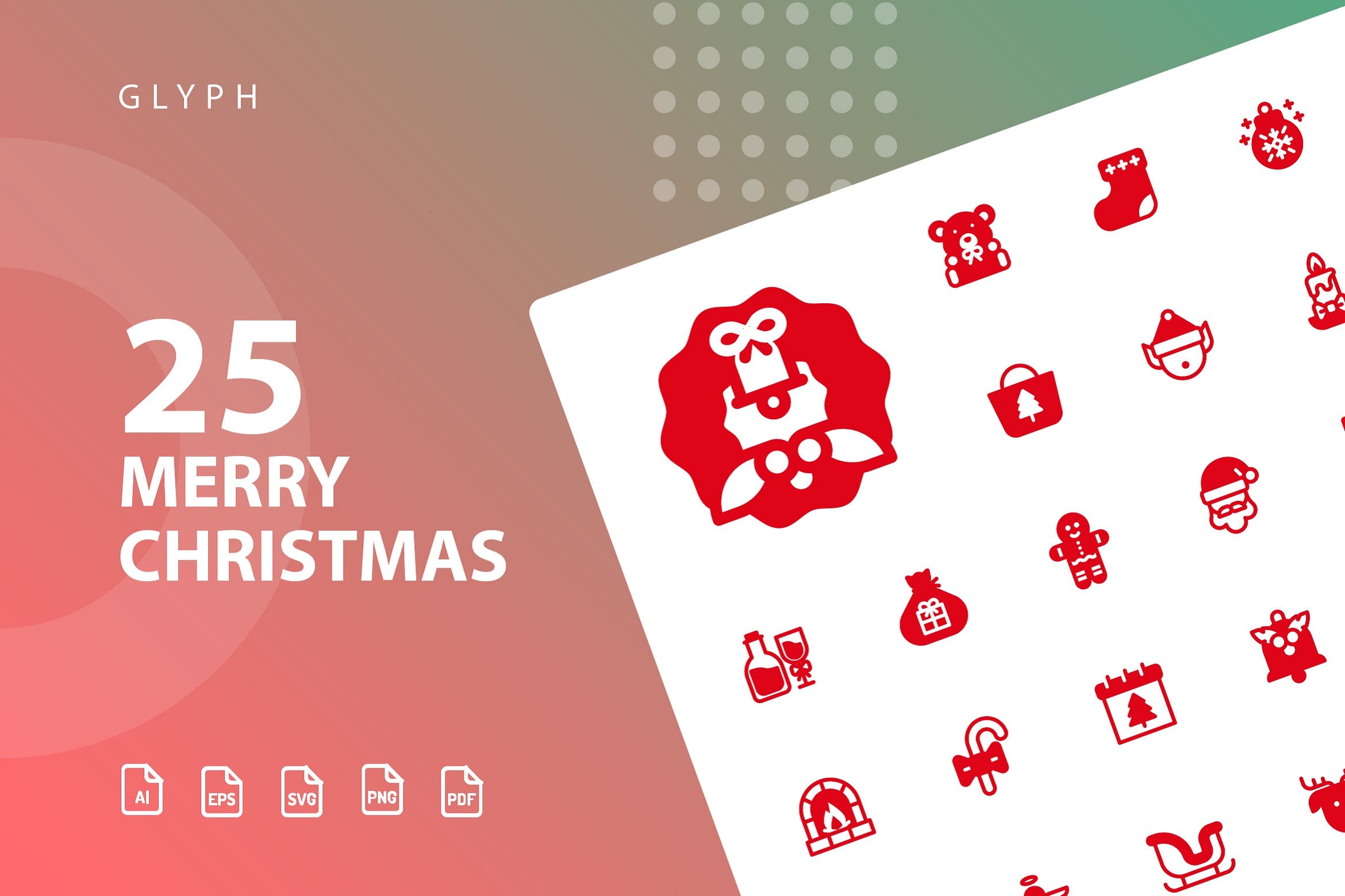 25枚圣诞节主题字体图标素材 Merry Christmas Glyph插图