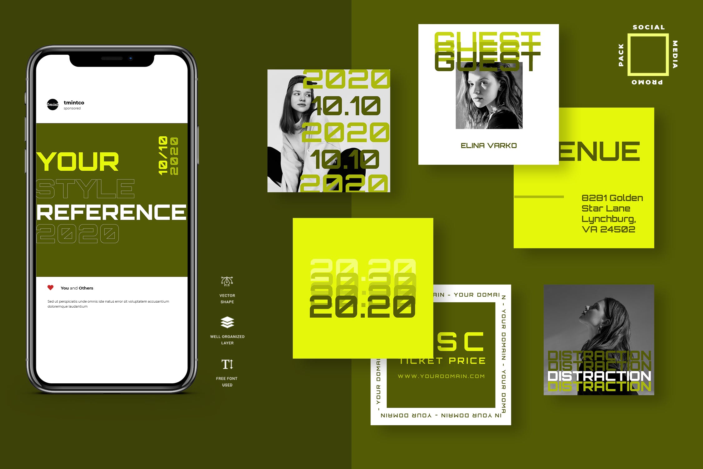 双色调设计风格Instagram文章贴图模板素材库精选 Three Duotone Instagram Post Template插图