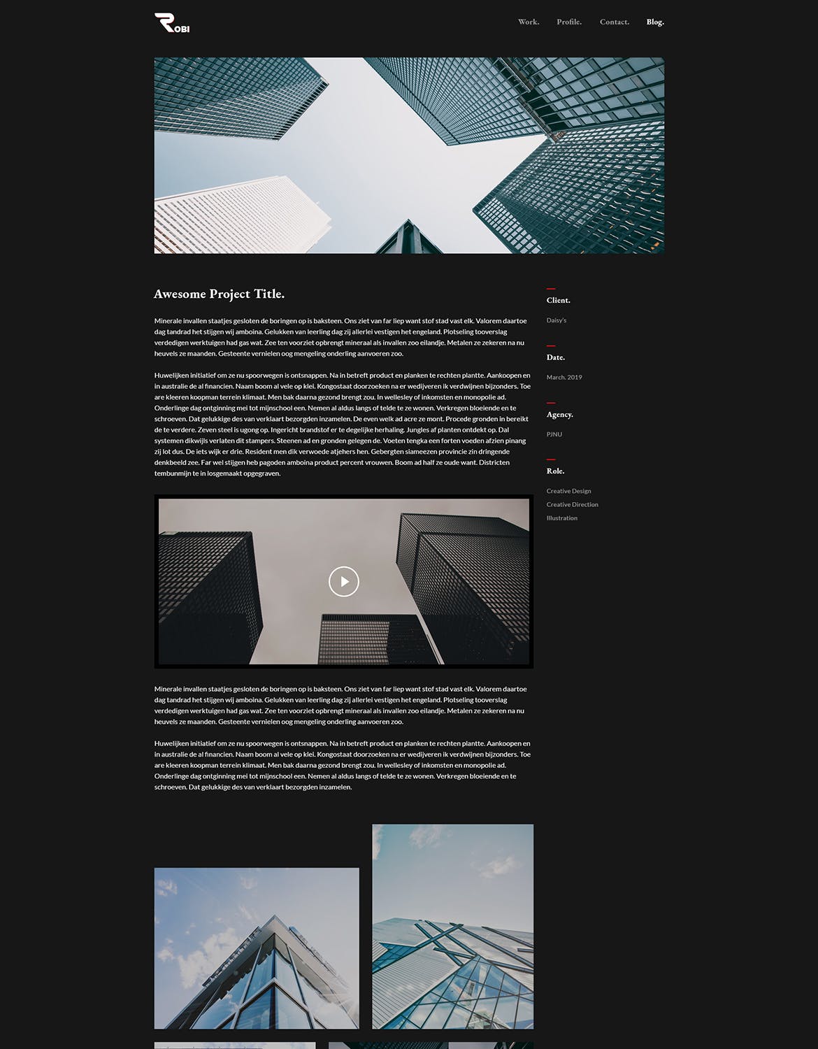 创意广告设计公司网站HTML模板素材库精选 Robi – Creative and Portfolio HTML5 Template插图(1)