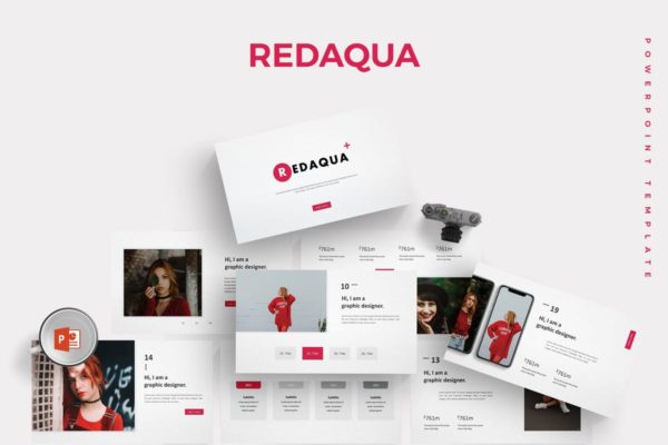 设计师个人简历履历PPT幻灯片模板 Redaqua – Powerpoint Template