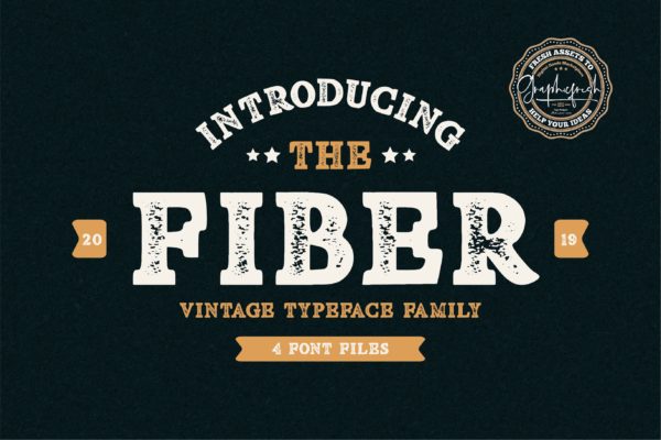 复古装饰风格英文无衬线设计字体下载 Fiber – Vintage Serif Font