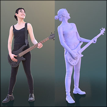 弹吉他的亚洲女性素材之家精选3D模型