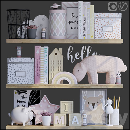 儿童玩具置物架和玩具装饰品摆件素材之家精选3D模型