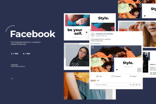 服饰品牌Facebook社交推广广告设计模板素材库精选v8 Facebook Ad Template Vol.8