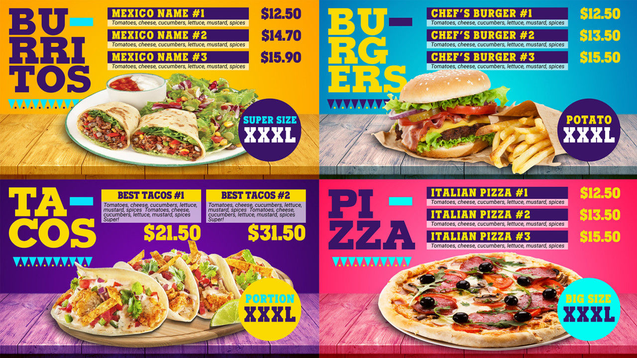 餐厅食物菜单价格幻灯片素材库精选AE模板