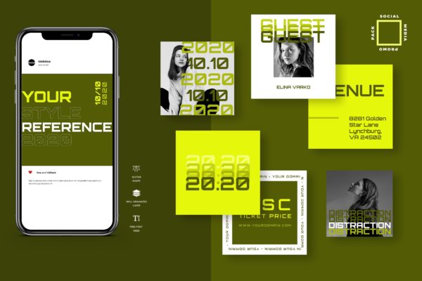 双色调设计风格Instagram文章贴图模板素材库精选 Three Duotone Instagram Post Template