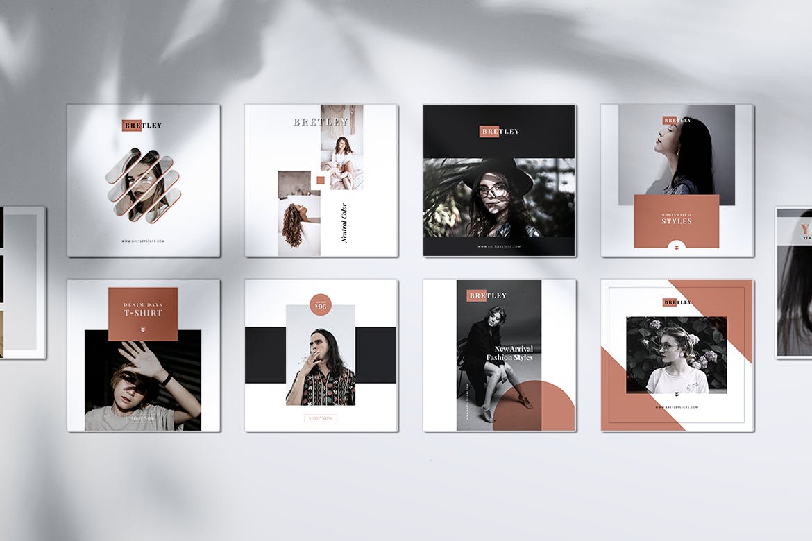 10款Instagram&Facebook社交平台时尚品牌贴图设计模板素材库精选 BRETLEY Fashion Store Instagram & Facebook Post插图(4)