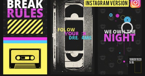 色彩主义时尚娱乐节目开场ae片头素材库精选AE模板 Own the night Instagram version