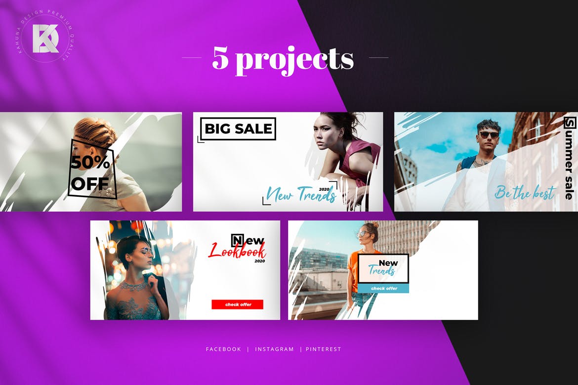 时尚行业社交媒体新媒体广告设计模板素材库精选 Fashion Social Media Pack插图(3)