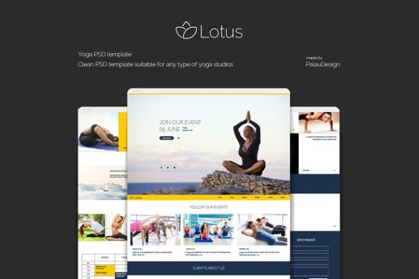 瑜伽主题PSD网站模板素材库精选 Lotus – Yoga PSD Template