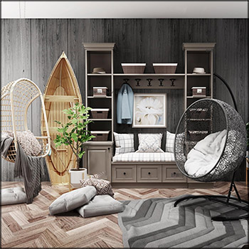 欧式风格吊篮藤椅摇椅鸟巢椅素材之家精选3D模型