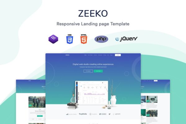 Bootstrap框架互联网公司网站HTML模板素材库精选 Zeeko – Landing Page Template