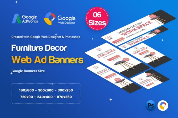 家具装饰HTML5横幅广告图片设计模板素材 Furniture Decor Banners HTML5 D44 Ad – GWD &amp; PSD
