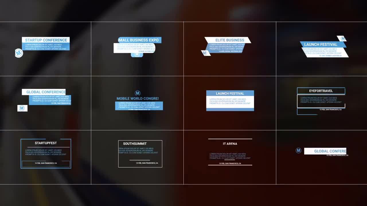 12个全屏标题公司名称素材库精选AE模板