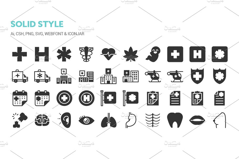 健康医药主题图标 Health and Medical Icons插图(1)