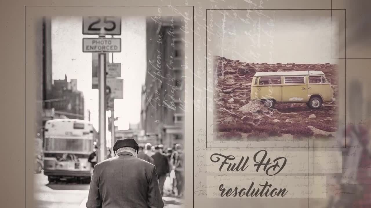 复古柔和的相册照片切换展示片头 素材库精选AE模板