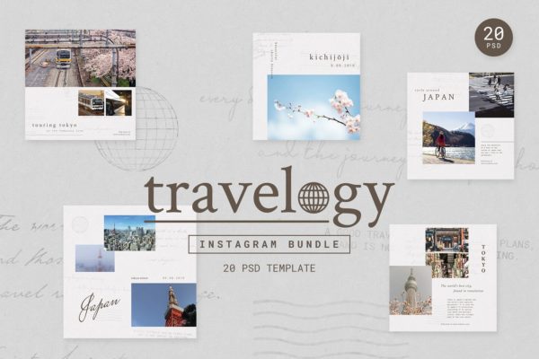 旅行日志Ins贴图模板素材库精选合集 Instagram Bundle – TRAVELOGY