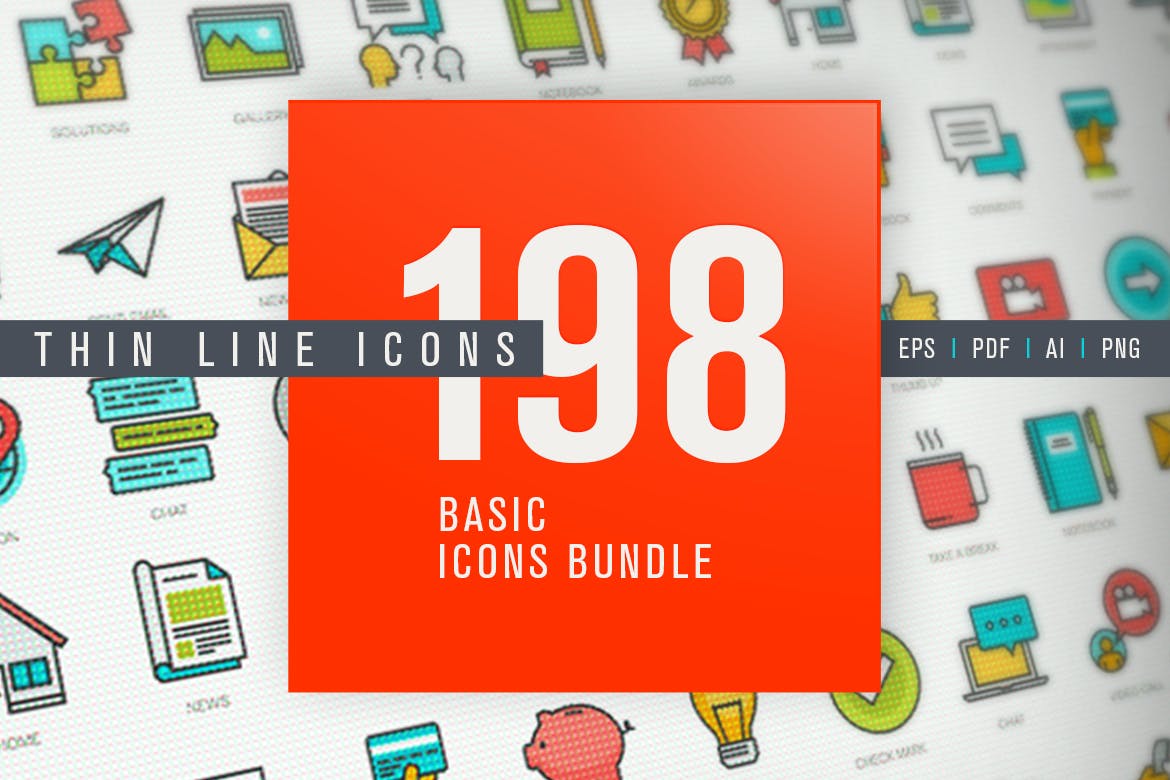 网站和应用程序设计矢量线性素材库精选图标素材包 Set of Thin Line Basic Icons Bundle插图