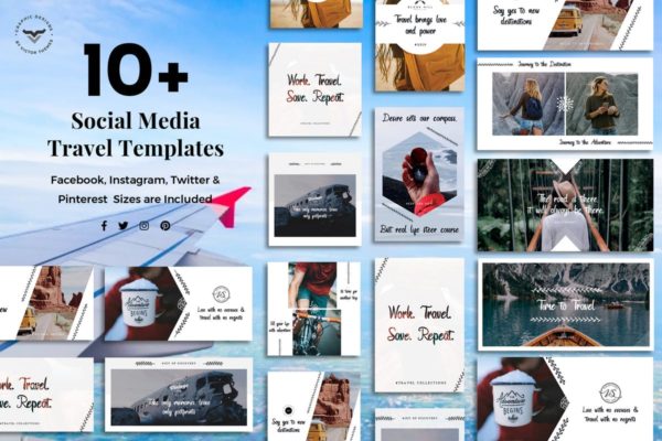10+社交媒体旅行品牌宣传素材库精选广告模板 Social Media Travel Templates
