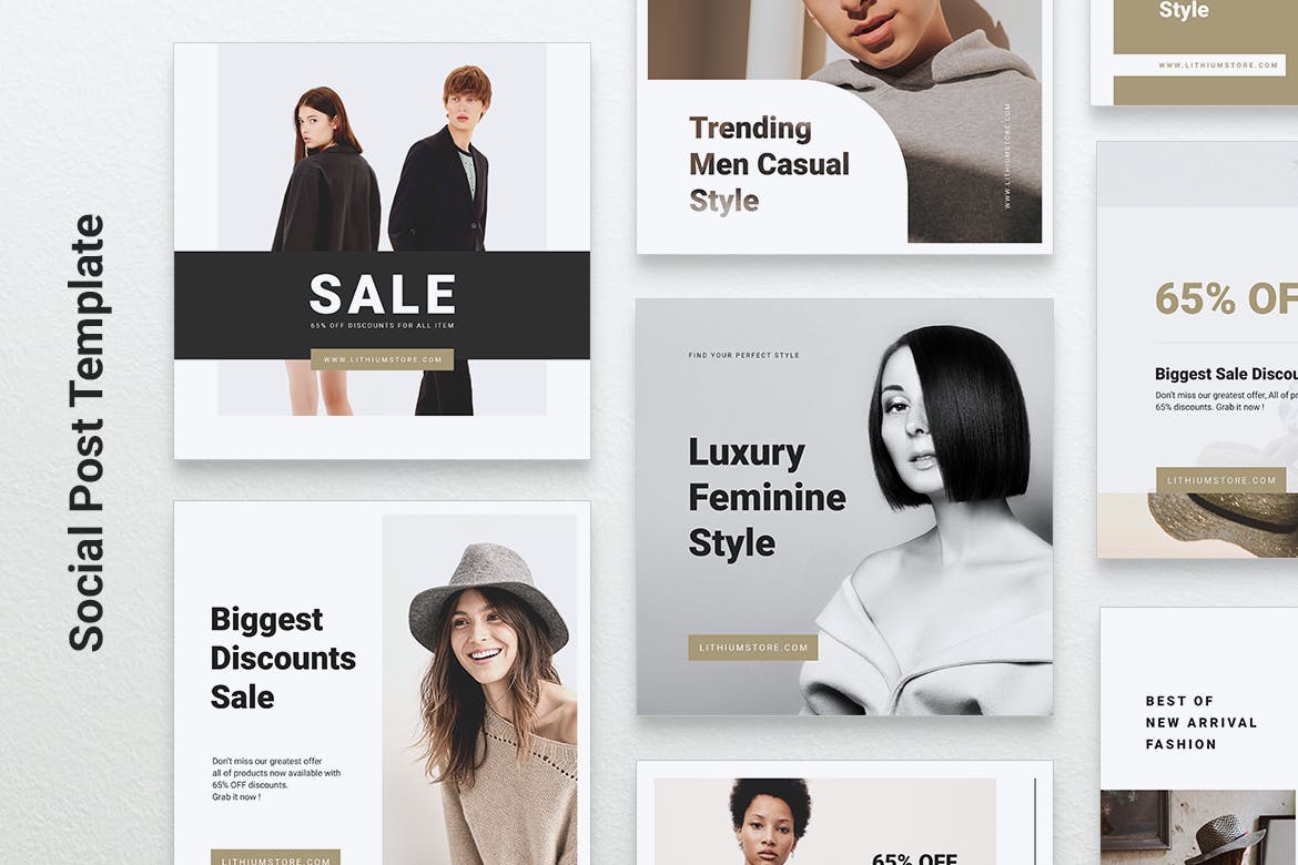 高端时尚品牌社交平台促销推广设计素材 LITHIUM Fashion Social Media Post插图(1)