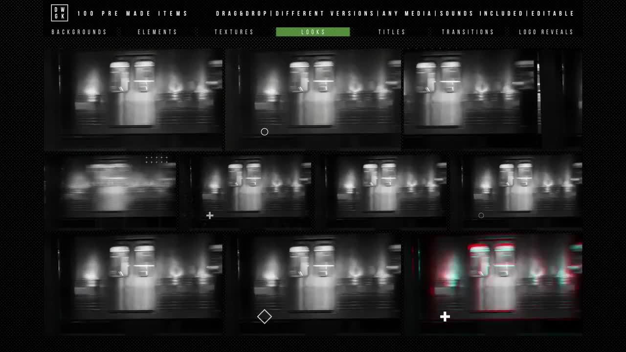 100个毛刺效果素材库精选pr模板工具包
