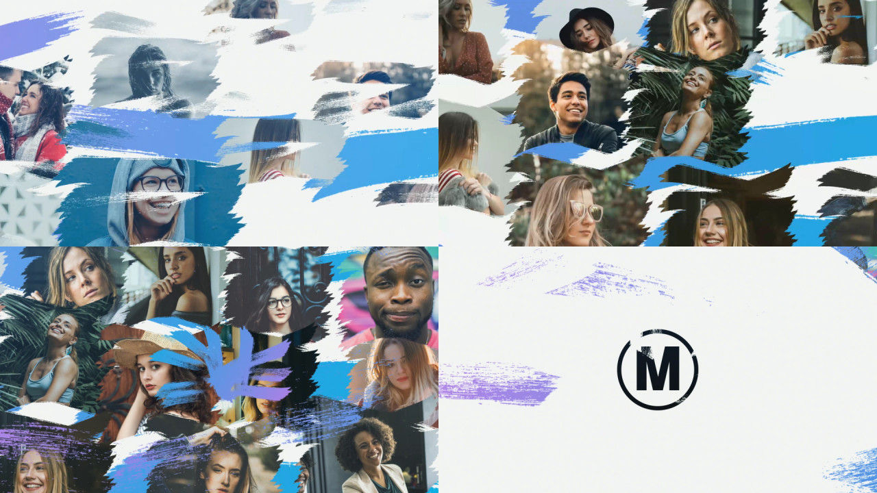 笔刷遮罩特效照片展示logo动画素材库精选AE模板