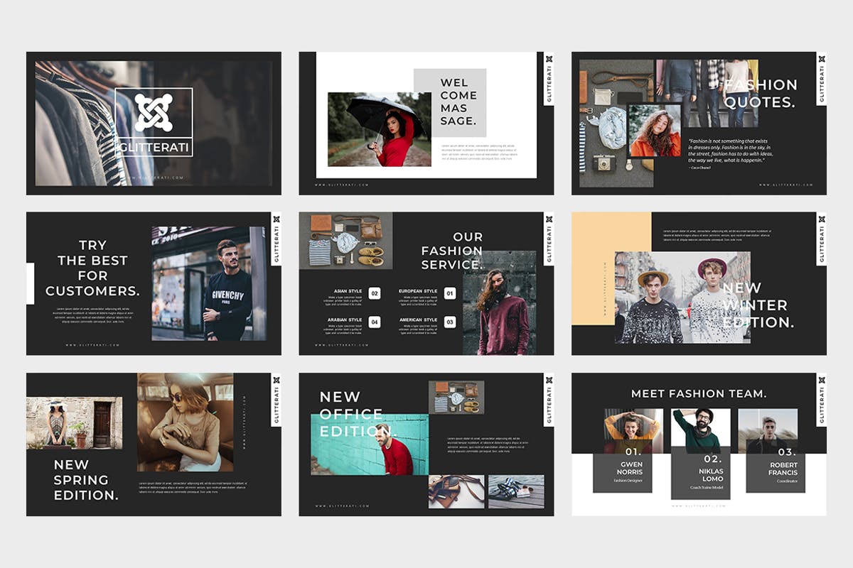 时尚行业主题PPT模板下载 Gliiterati : Fashion Powerpoint Presentation插图