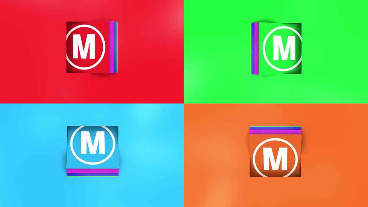 简约独特时尚彩色盒子翻转展示徽标素材库精选AE模板