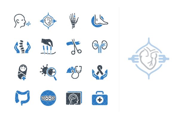 医疗服务和特色矢量素材库精选图标素材v4 Medical Services &amp; Specialties Icons – Set 4