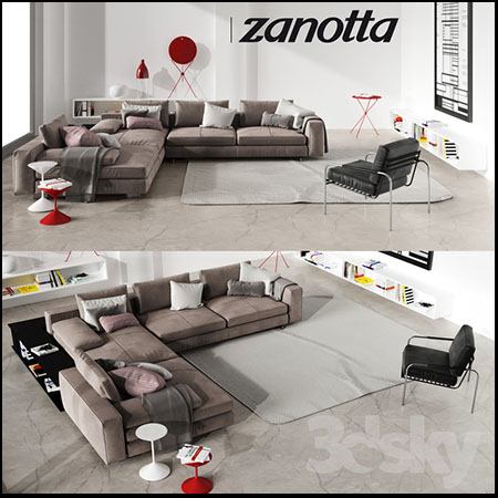 Zanotta转角沙发和椅子室内场景素材之家精选3D模型