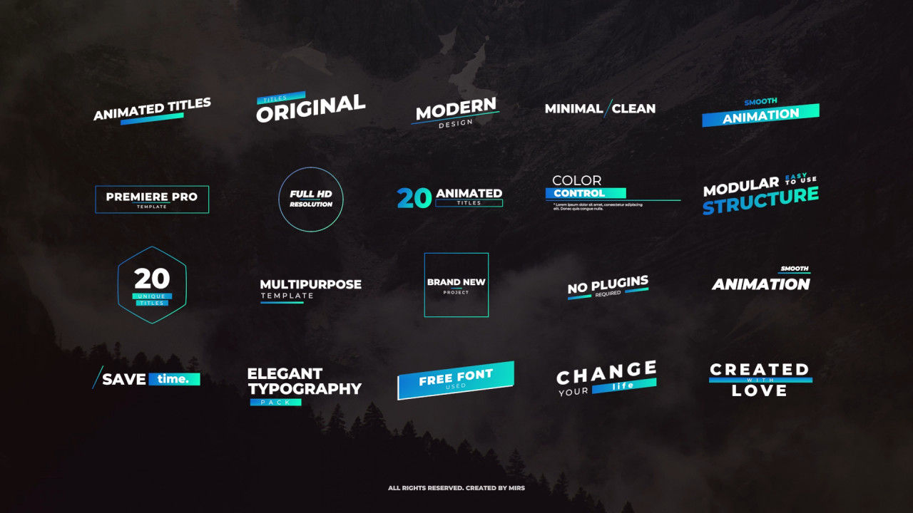 时尚独特的全屏文本动画素材库推荐PR模板