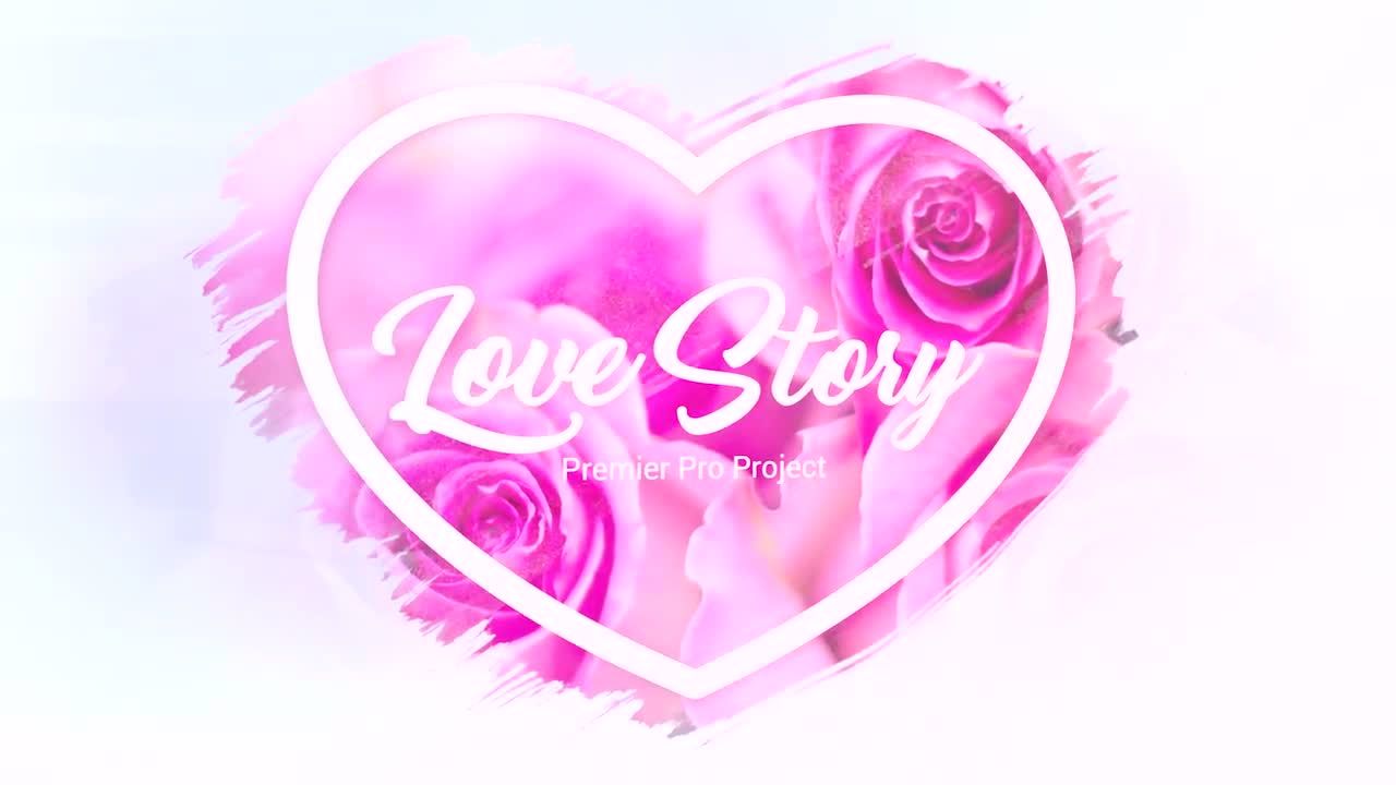 笔刷遮罩效果心形幻灯片素材库精选PR模板