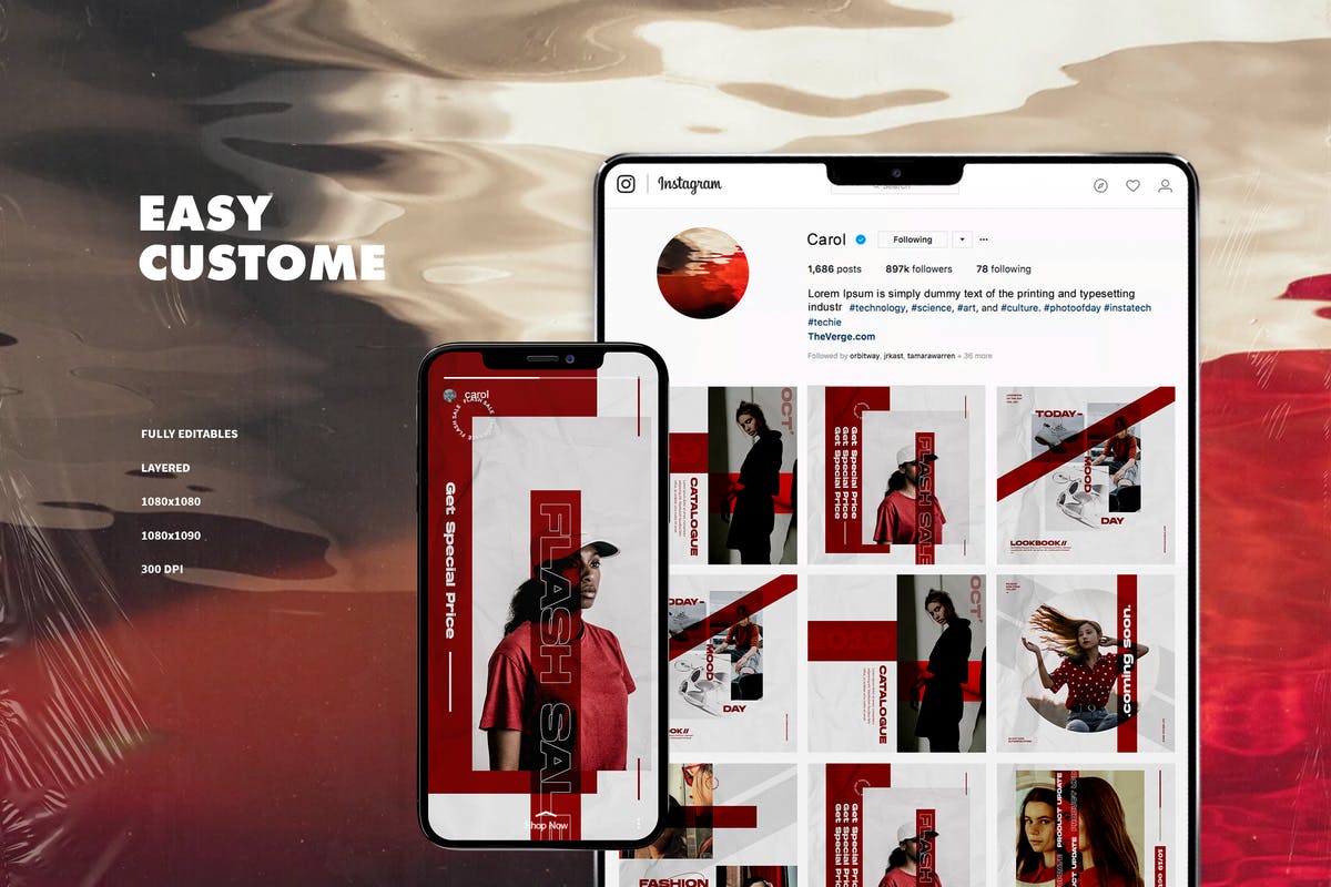 时尚服饰品牌故事Instagram社交推广贴图设计模板素材库精选 Instagram Template插图(1)