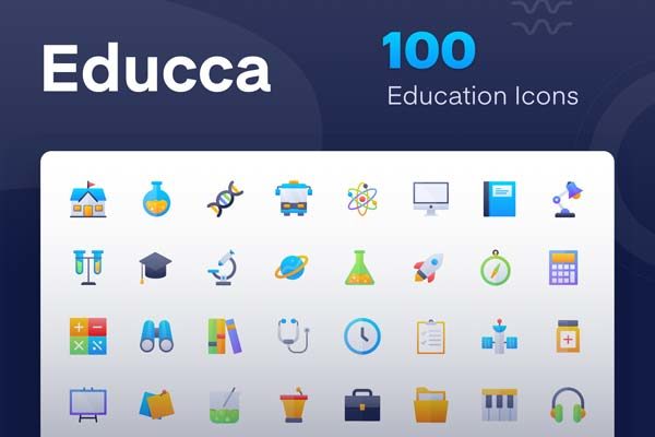 素材库下午茶：教育类图标元素矢量图标下载