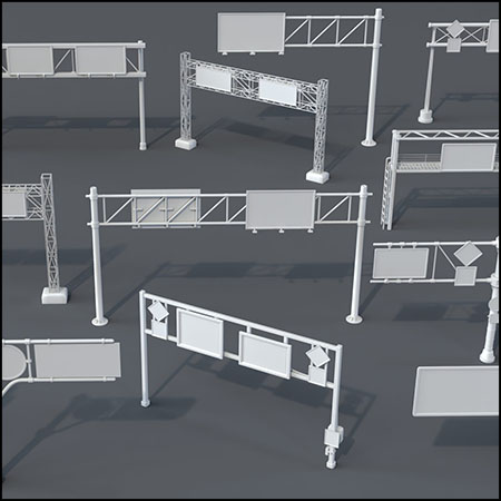13款道路广告牌广告展示架素材之家精选3D模型