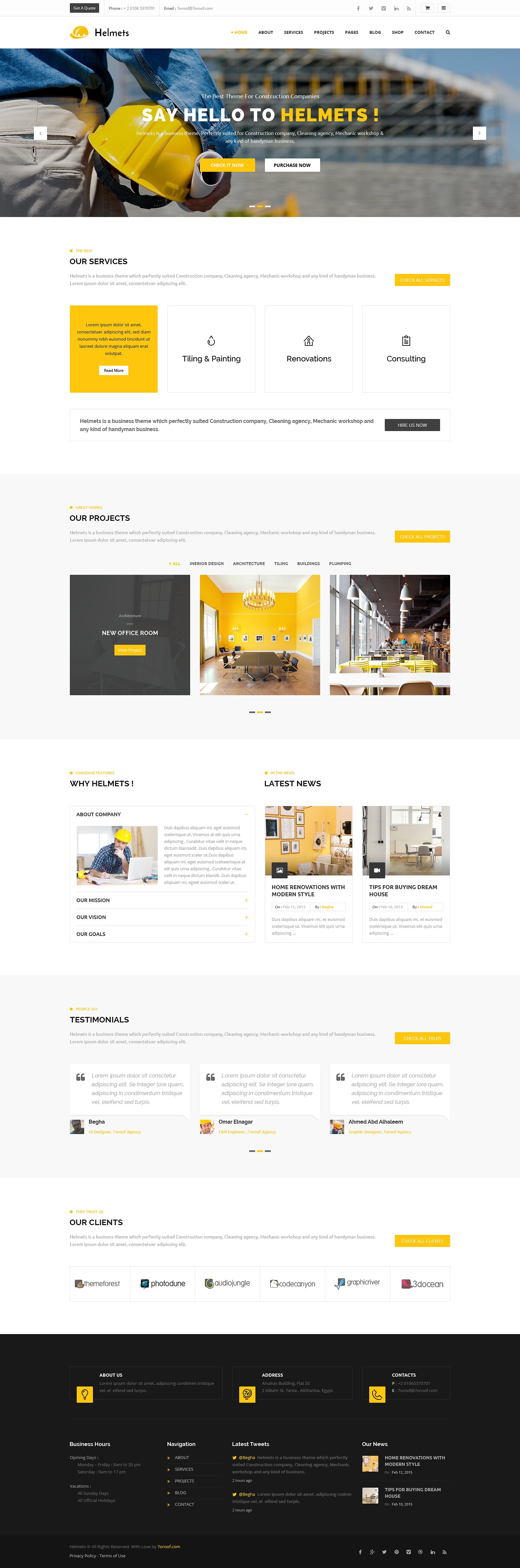 工业企业网站模板素材库精选 Helmets – PSD Template for Handyman插图(1)