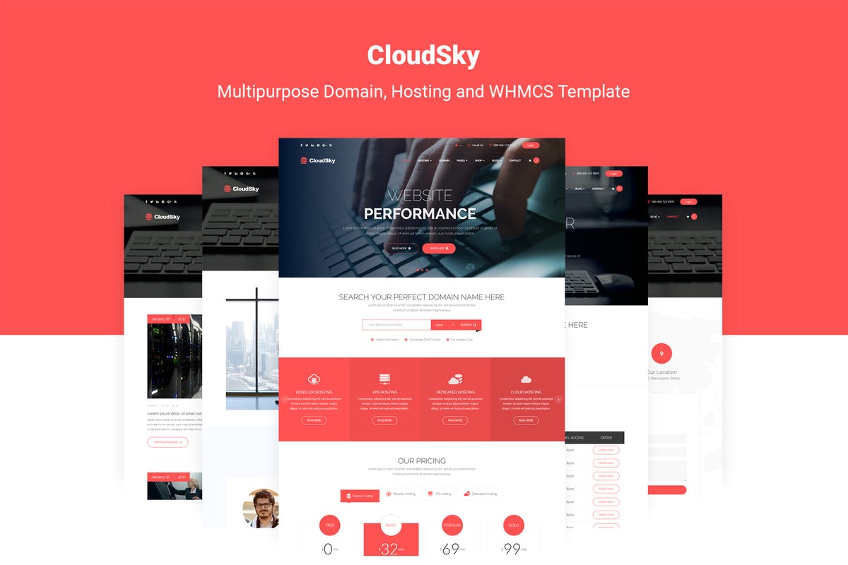 域名/主机提供商网站WHMCS模板素材库精选 CloudSky | Domain, Hosting and WHMCS Template插图