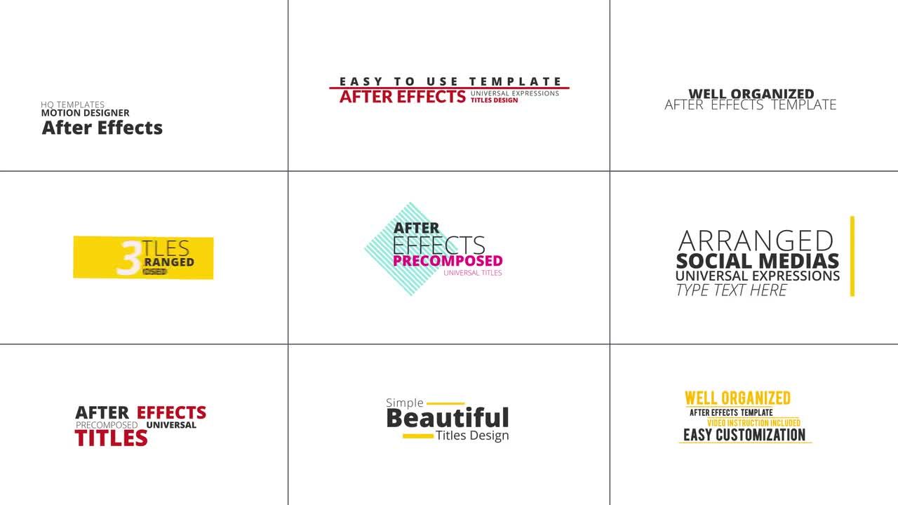 30个通用标题动画素材库精选AE模板