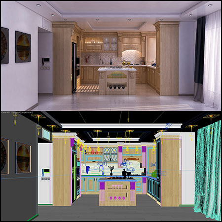 Classic Kitchen现代厨房场景素材之家精选3D模型