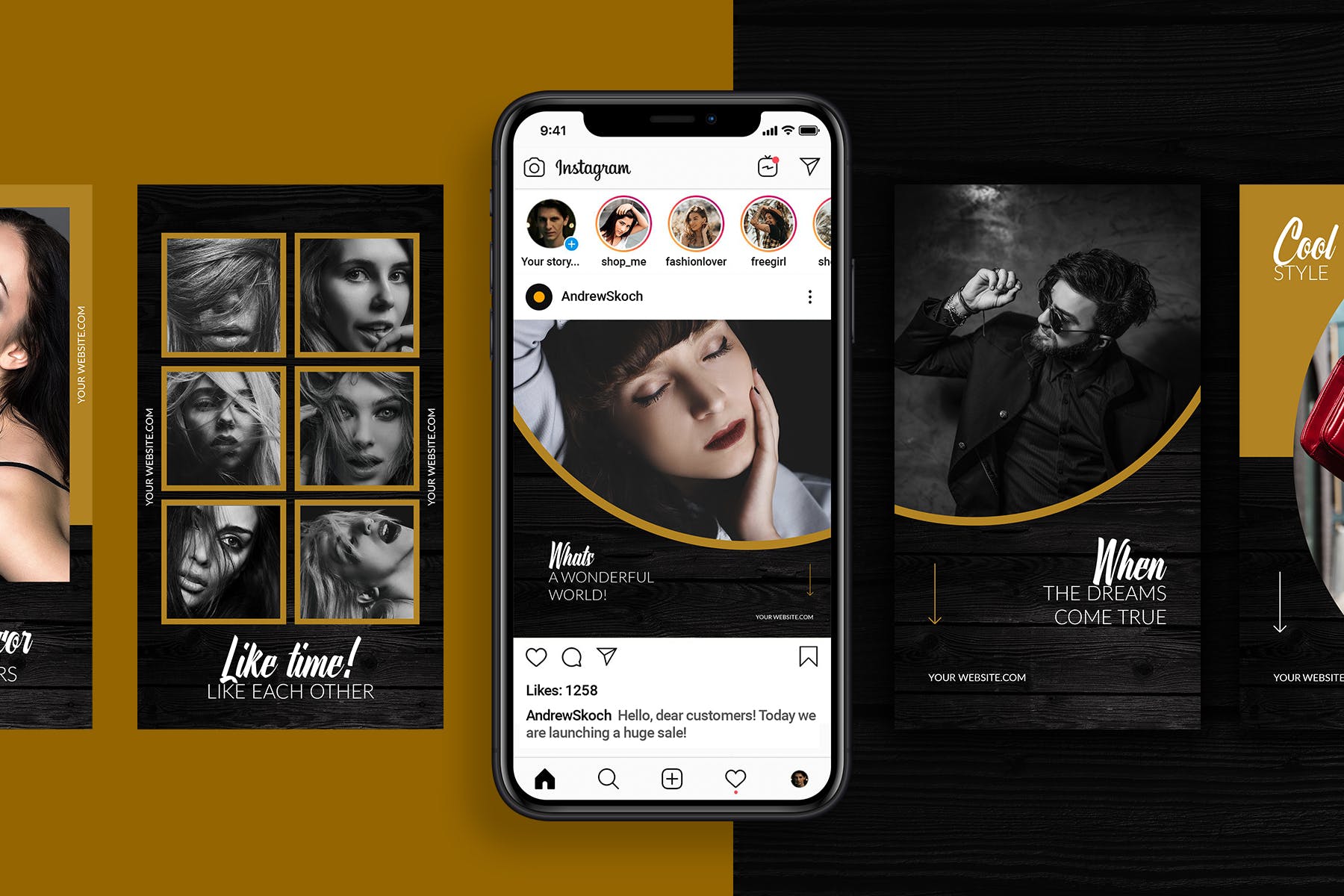 时尚行业适用的Instagram品牌故事&文章贴图设计模板素材库精选 Universal Instagram Posts & Stories插图(4)